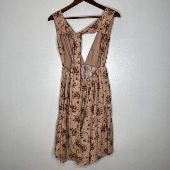 House of Harlow 1960 XS Floral Linen Maxi Dress TieStrap Tiered Cottagecore Boho - Picture 8 of 10